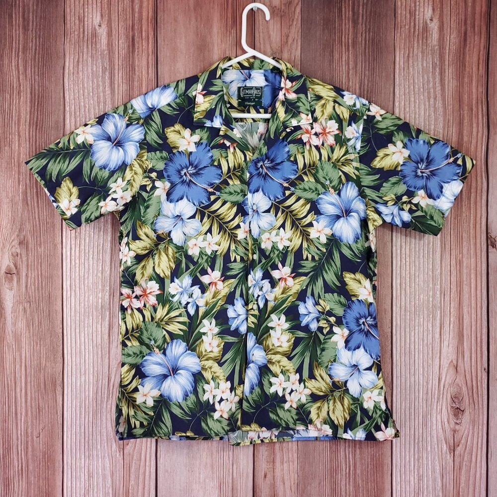 *FLAWS* Vintage Gitman Bros Mens Large Floral Hawaiian Shirt Made in USA Cotton